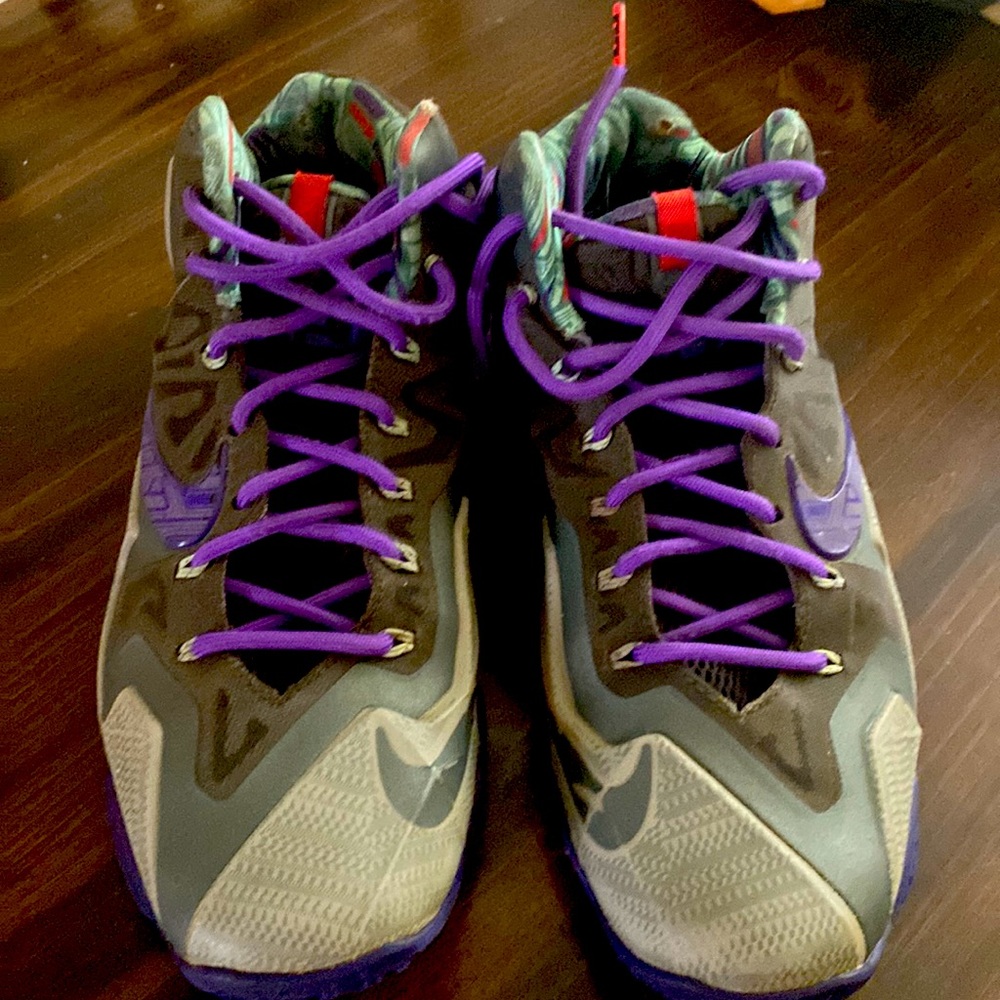 Mens Nike Lebron XI (11) Terracotta Warrior Size 8 Grey/Purple 616175-005